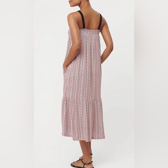 LOFT Chevron Midi Dress, size Large - Picture 2 of 7